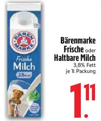 Edeka Bärenmarke Frische oder Haltbare Milch Angebot