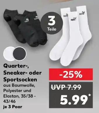 Kaufland Quarter-, Sneaker- oder Sportsocken Angebot