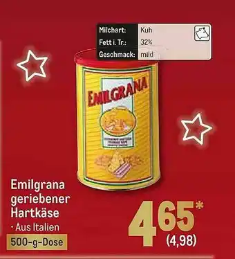 METRO Emilgrana Geriebener Hartkäse Angebot