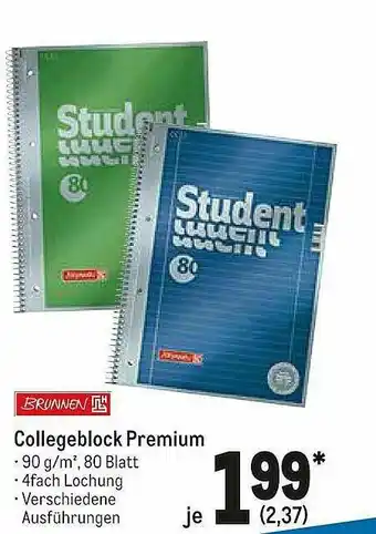 METRO Brunnen Collegeblock Premium Angebot