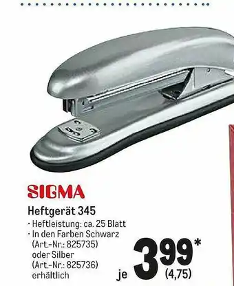 METRO Sigma Heftgerät 345 Angebot