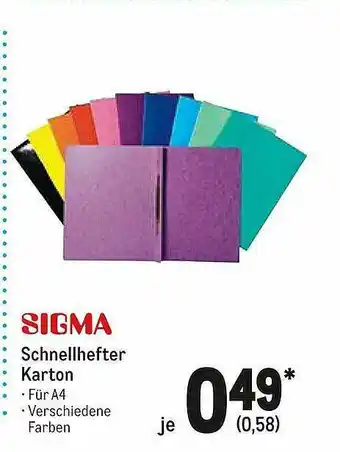 METRO Sigma Schnellhefter Karton Angebot