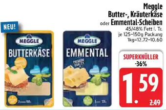 Edeka Meggle Butter-, Kräuterkäse oder Emmental-Scheiben Angebot