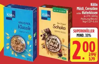 Edeka Kölln Müsli, Cerealien oder Haferkissen Angebot