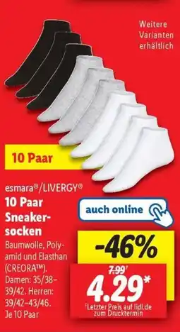 Lidl esmara/LIVERGY 10 Paar Sneaker- socken Angebot