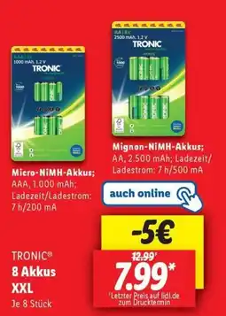 Lidl TRONIC 8 Akkus XXL Angebot