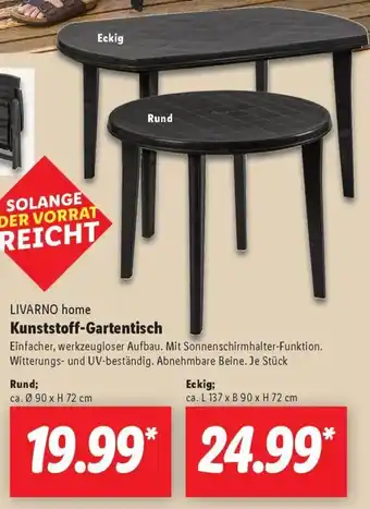 Lidl LIVARNO home Kunststoff-Gartentisch Angebot