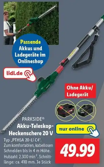 Lidl PARKSIDE Akku-Teleskop- Heckenschere 20 V Angebot