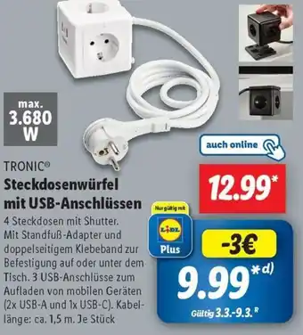 Lidl TRONIC Steckdosenwürfel mit USB-Anschlüssen Angebot