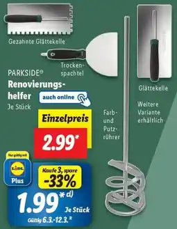 Lidl PARKSIDE Renovierungs- helfer Angebot