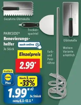 Lidl PARKSIDE Renovierungs- helfer Angebot