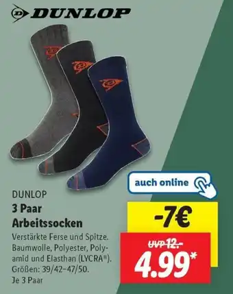 Lidl DUNLOP 3 Paar Arbeitssocken Angebot