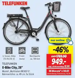 Lidl TELEFUNKEN E-Bike City, 28" Angebot