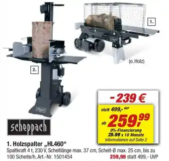 toom Baumarkt scheppach Holzspalter,,HL460" Angebot