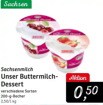 KONSUM Sachsenmilch Unser Buttermilch Dessert Angebot