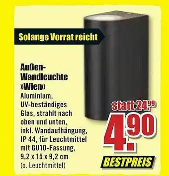 B1 Discount Baumarkt Außen-wandleuchte „wien“ Angebot