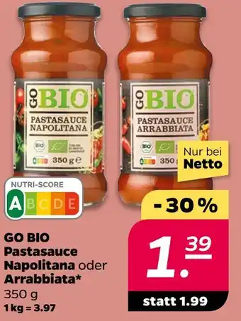 NETTO Go bio pastasauce napolitana oder arrabbiata Angebot