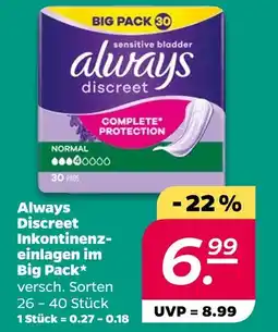 NETTO Always discreet inkontinenzeinlagen im big pack Angebot