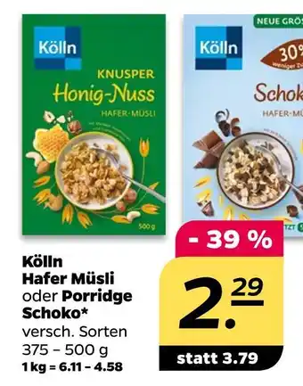 NETTO Kölln hafer müsli oder porridge schoko Angebot