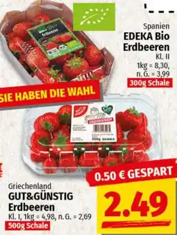 nah & gut EDEKA Bio Erdbeeren oder GUT&GÜNSTIG Erdbeeren Angebot