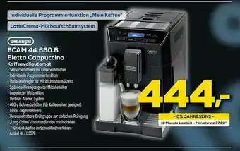 Euronics Berlet Delonghi Ecam 44.660.b Eletta Cappuccino Kaffeevollautomat Angebot