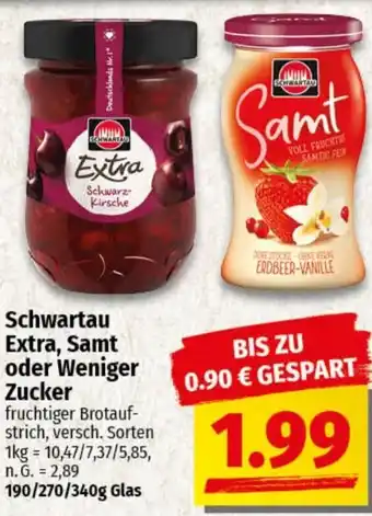 nah & gut Schwartau Extra, Samt oder Weniger Zucker Angebot