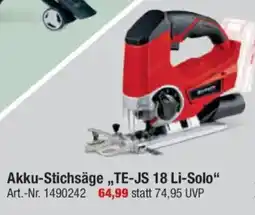 toom Baumarkt Einhell Akku-Stichsäge „,TE-JS 18 Li-Solo" Art.-Nr. 1490242 Angebot