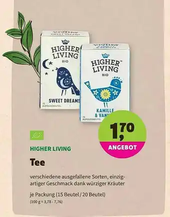 Biomarkt Higher Living Tee Angebot