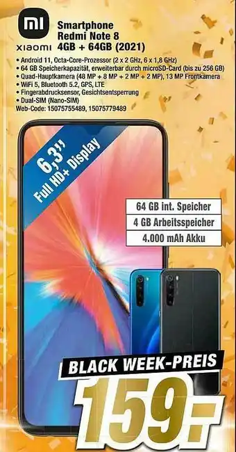 Expert Xiaomi Smartphone Redmi Note8 4+64gb 2021 Angebot