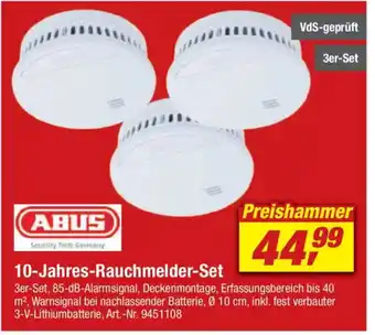 toom Baumarkt ABUS 10-Jahres-Rauchmelder-Set Angebot