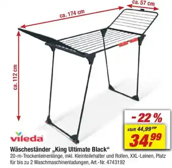 toom Baumarkt vileda Wäscheständer,,King Ultimate Black" Angebot