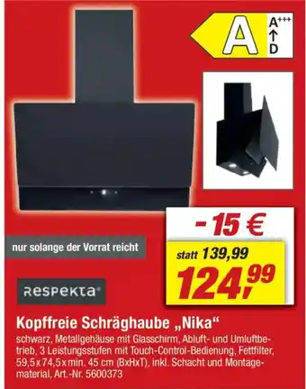 toom Baumarkt Respekta Kopffreie Schräghaube,,Nika" Angebot