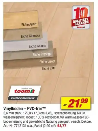 toom Baumarkt Vinylboden - PVC-frei Angebot