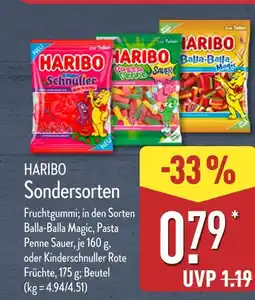 Aldi Nord Haribo balla-balla magic oder pasta penne sauer oder kinderschnuller rote früchte Angebot