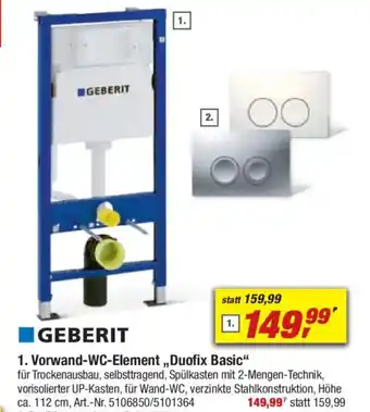 toom Baumarkt GEBERIT 1. Vorwand-WC-Element,,Duofix Basic" Angebot