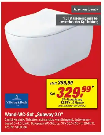 toom Baumarkt Villeroy & Boch Wand-WC-Set „Subway 2.0" Angebot