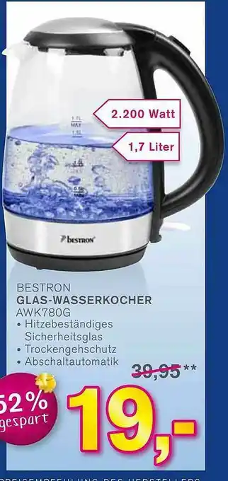 KODi Bestron Glas-wasserkocher Awk780g Angebot