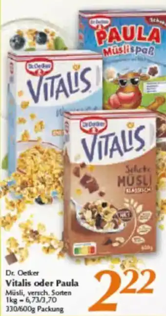 inkoop Dr. Oetker Vitalis oder Paula Angebot