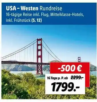 Lidl Reisen Usa-westen Angebot