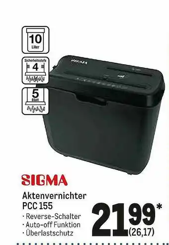 METRO Sigma Aktenvernichter Pcc 155 Angebot