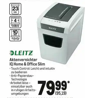 METRO Leitz Aktenvernichter Lq Home & Office Slim Angebot