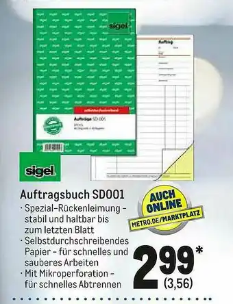 METRO Sigel Auftragsbuch Sd001 Angebot