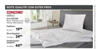 Matratzen Concord Concord Select Serie Cotton Oder Kopfkissen Oder Mono-steppbett Oder Vierjahreszeiten Steppbett Angebot