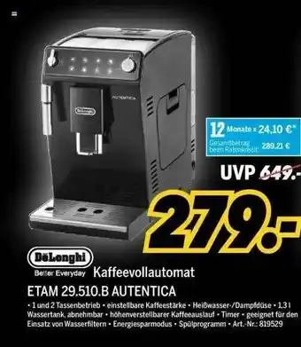 MEDIMAX Kaffeevollautomat Etam 29.510.b Autentica Delonghi Angebot