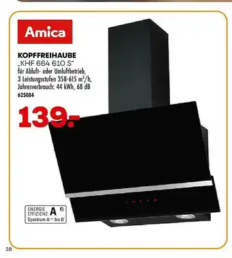 Möbel Kraft Kopffreihaube „khf 664 610 S” Amica Angebot