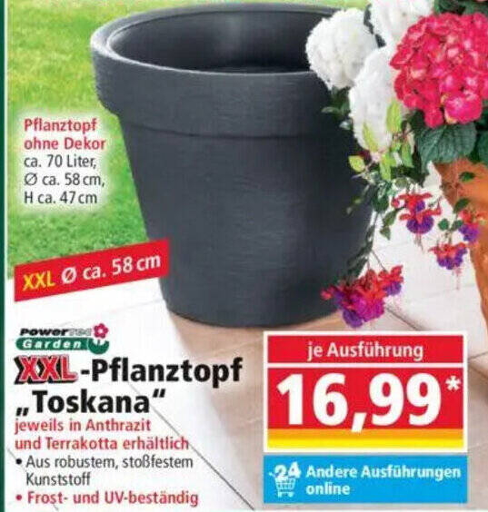 Power Garden XXL-Pflanztopf ,Toskana Angebot bei Norma