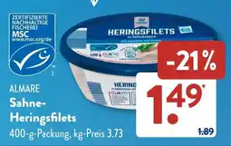 Aldi Süd ALMARE Sahne- Heringsfilets Angebot