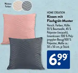 Aldi Süd HOME CREATION Kissen mit Fischgrät-Muster Angebot