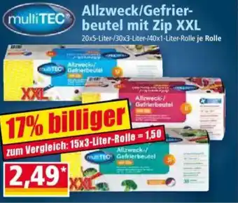 Norma multiTEC Allzweck/Gefrier- beutel mit Zip XXL Angebot