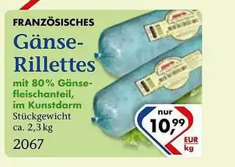 Recke Fleischwaren Französisches Gänse-rillettes Mit 80% Gänsefleischanteil, Im Kunstdarm Angebot